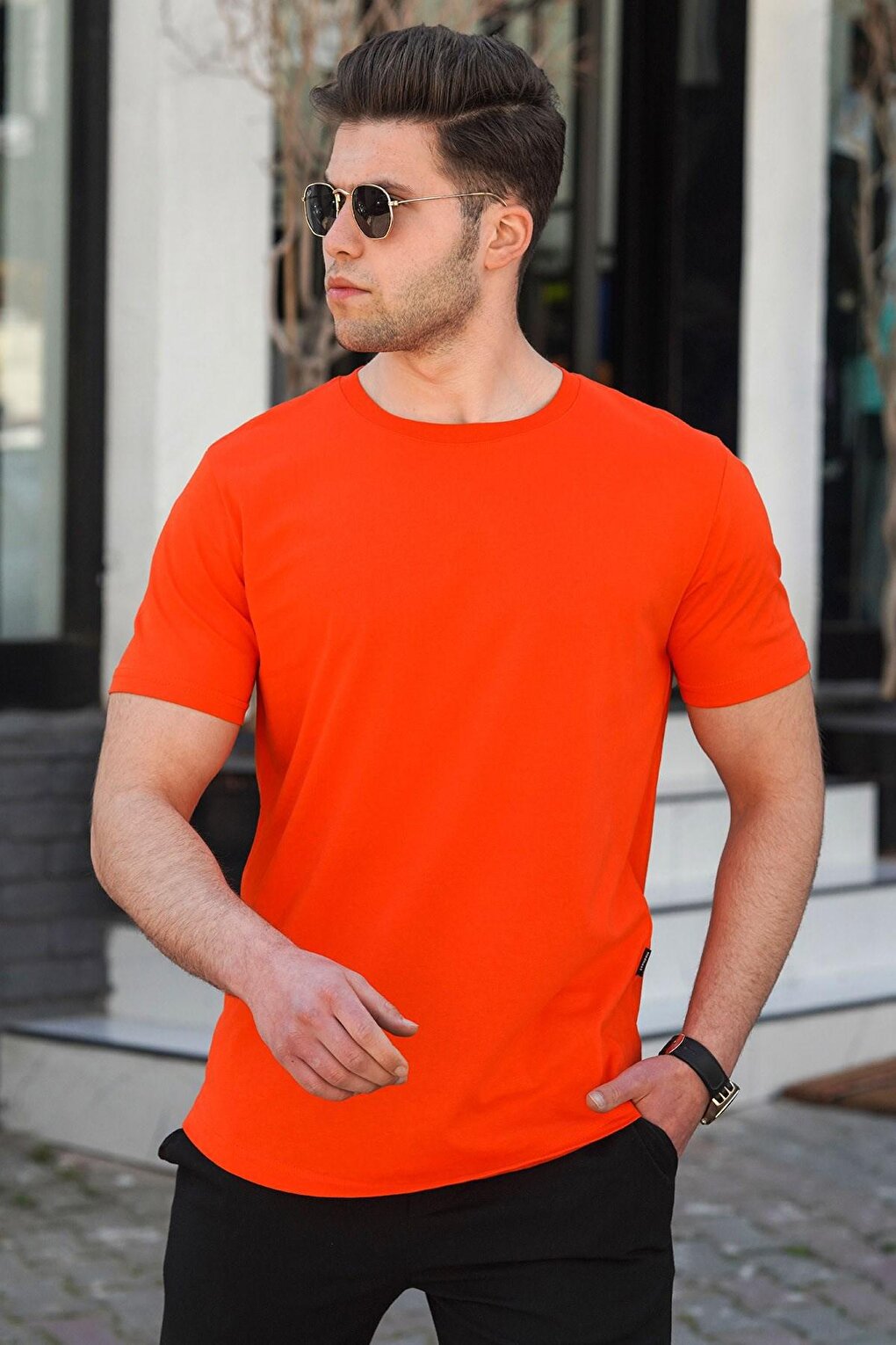 Оранжевая мужская футболка 4951 MADMEXT