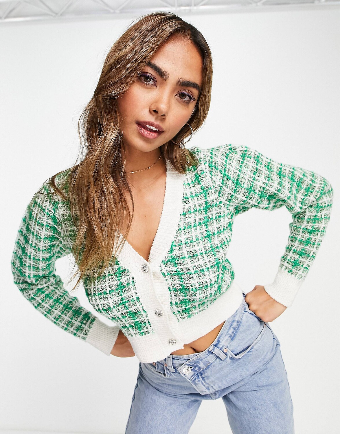 

Зеленый кардиган из букле Miss Selfridge