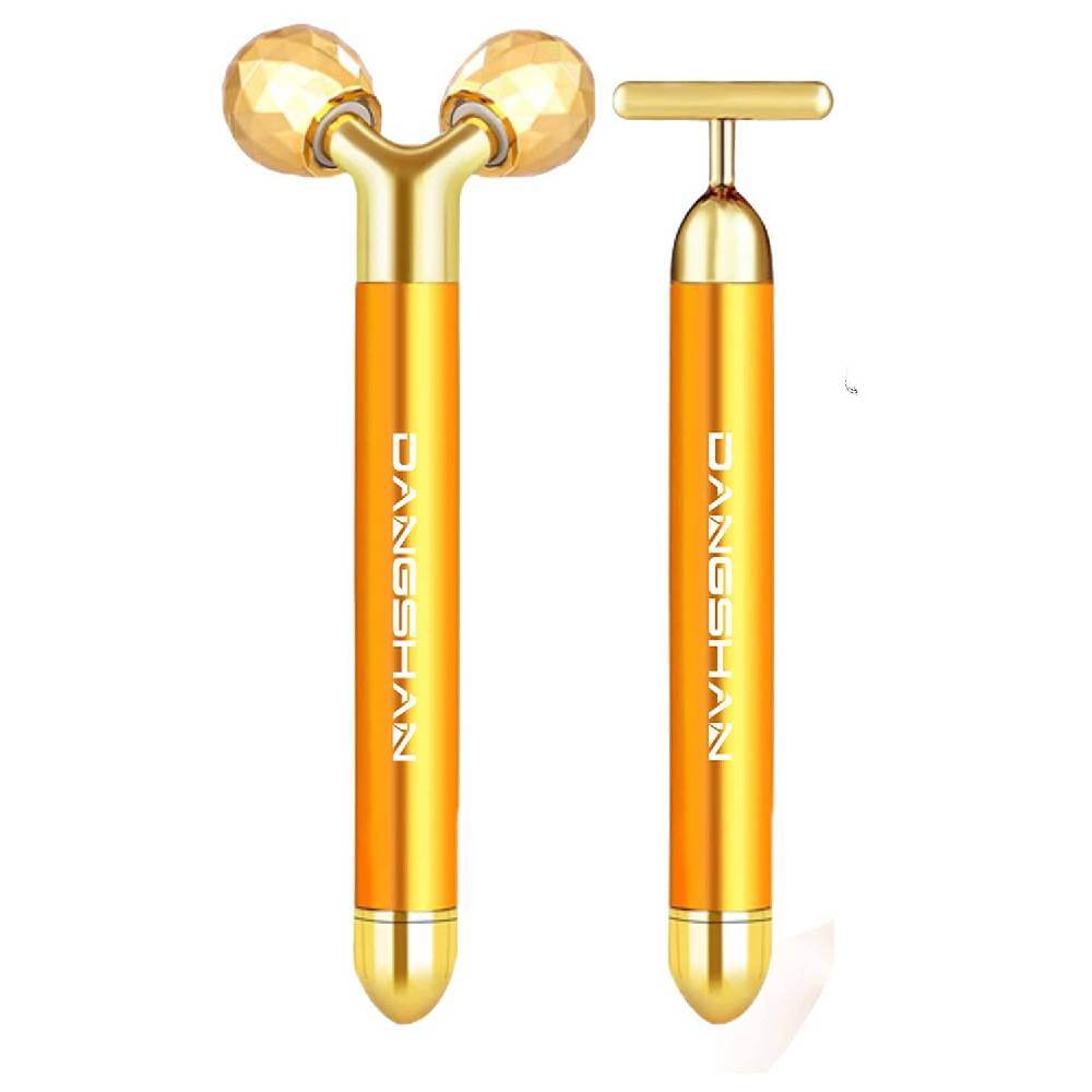 Набор для массажа лица Dangshan 2-in-1 Electric Face Massager 24k Golden, золотой инструменты для массажа лица акупунктурная ручка рефлексологический триггерный точечный массажер зонд практичная массажная палочка
