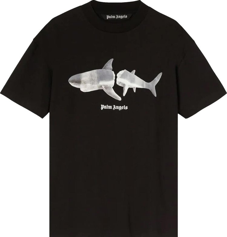 Футболка Palm Angels Shark Classic Tee 'Black/White', черный - фото