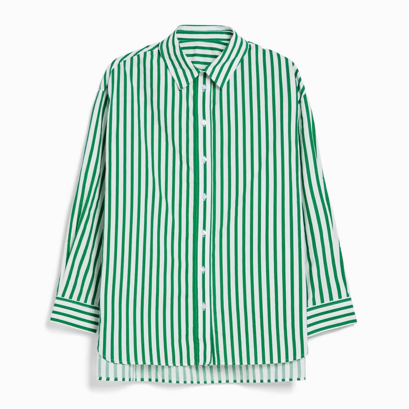 

Рубашка Bershka Long Sleeve Oversize Poplin, зеленый