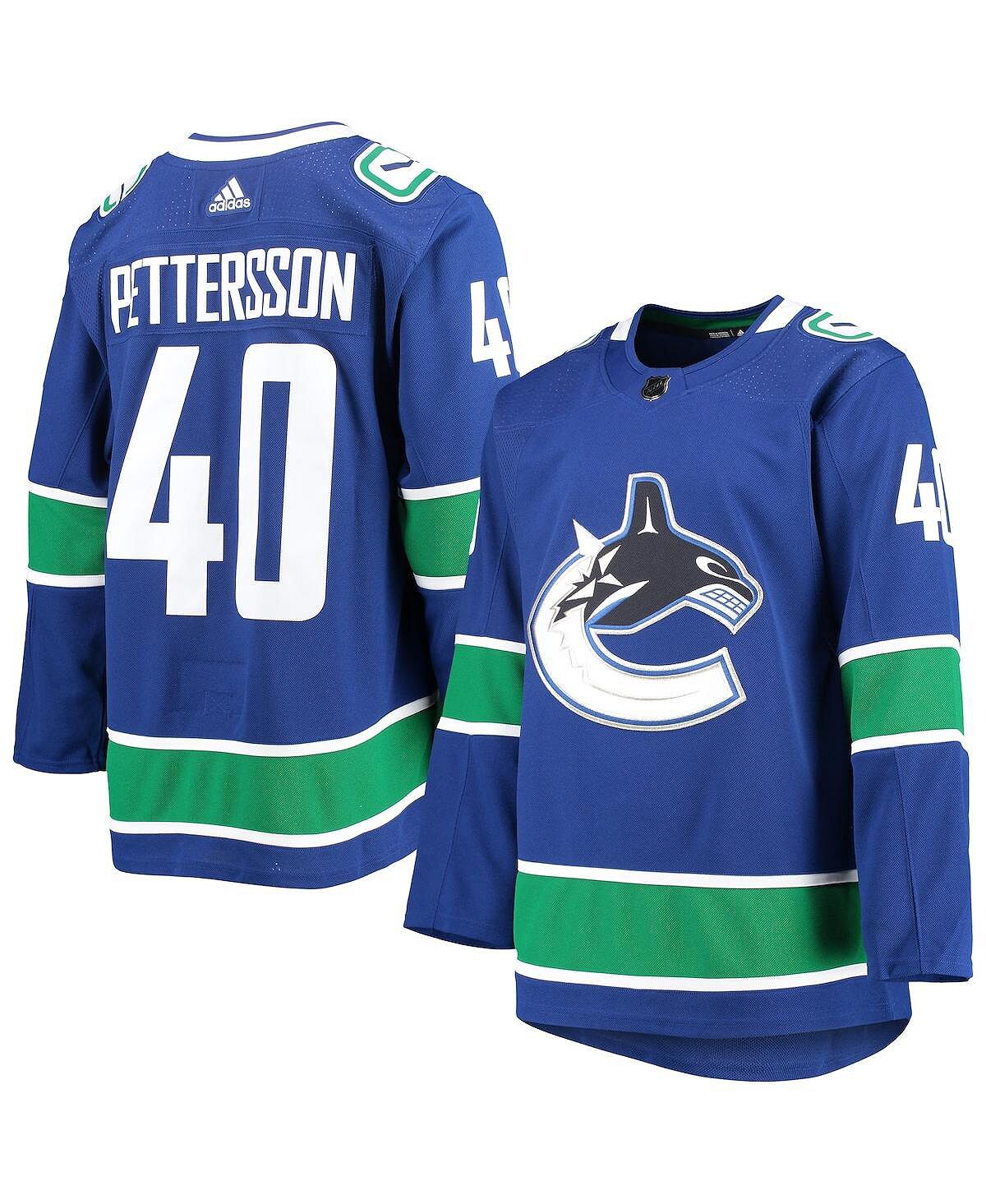 

Мужская футболка elias pettersson blue vancouver canucks 2020/21 authentic home player adidas, синий