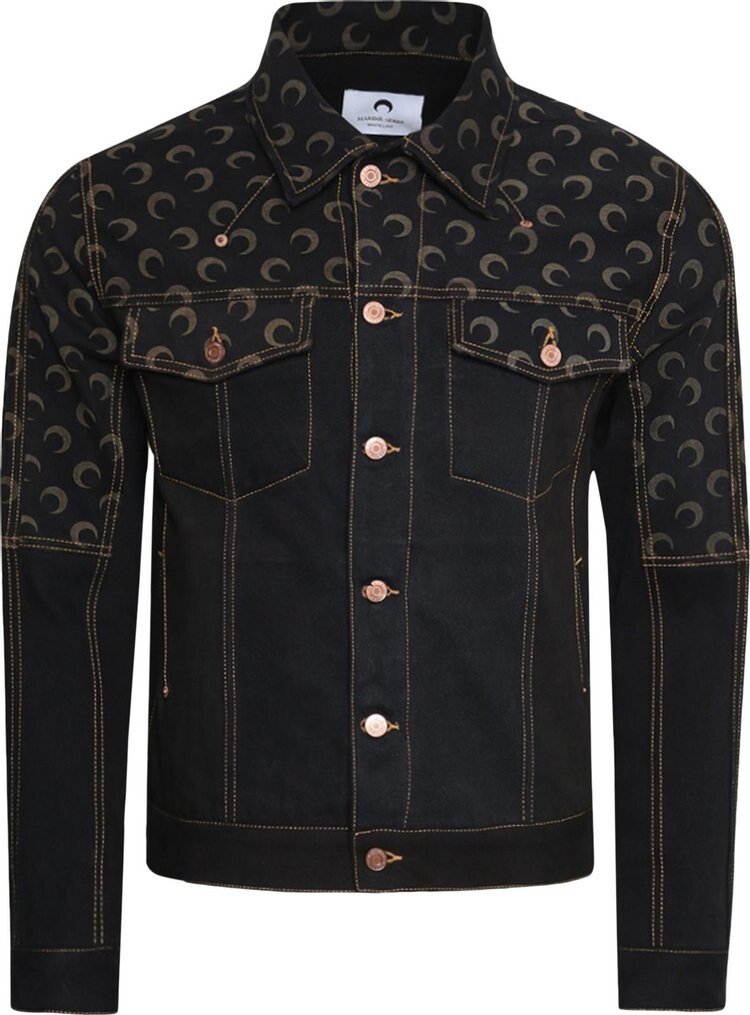 Куртка Marine Serre Moon Denim Jacket 'All Over Moon Black', черный