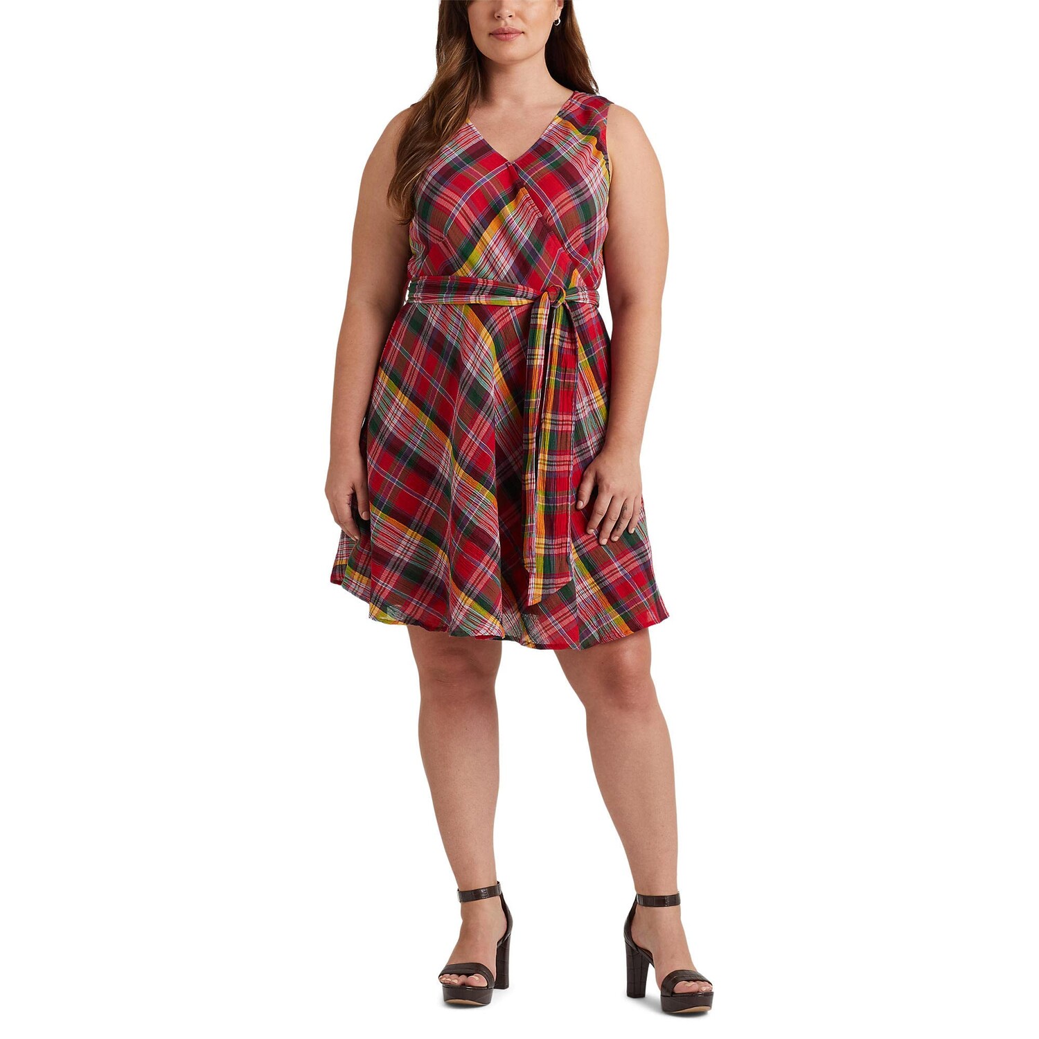 

Платье LAUREN Ralph Lauren, Plus Size Plaid Crinkle Cotton Sleeveless Dress