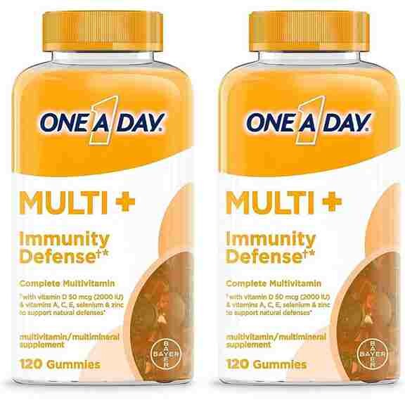 

Мультивитамины One-A-Day Multi+ Immune Defense, 2 упаковки по 120 жевательных конфет