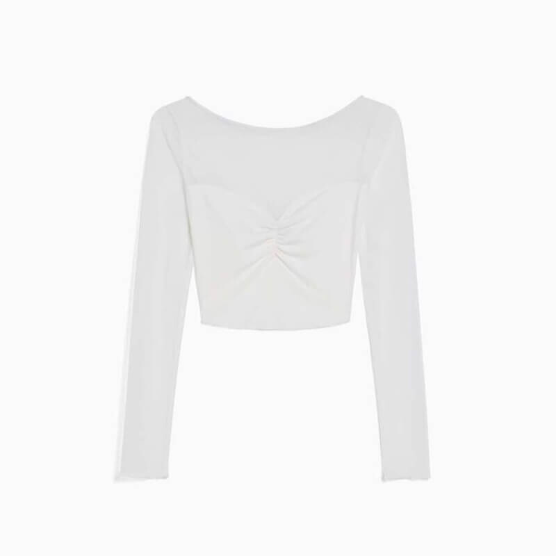 

Футболка Bershka Cropped With Contrast Fabric, белый