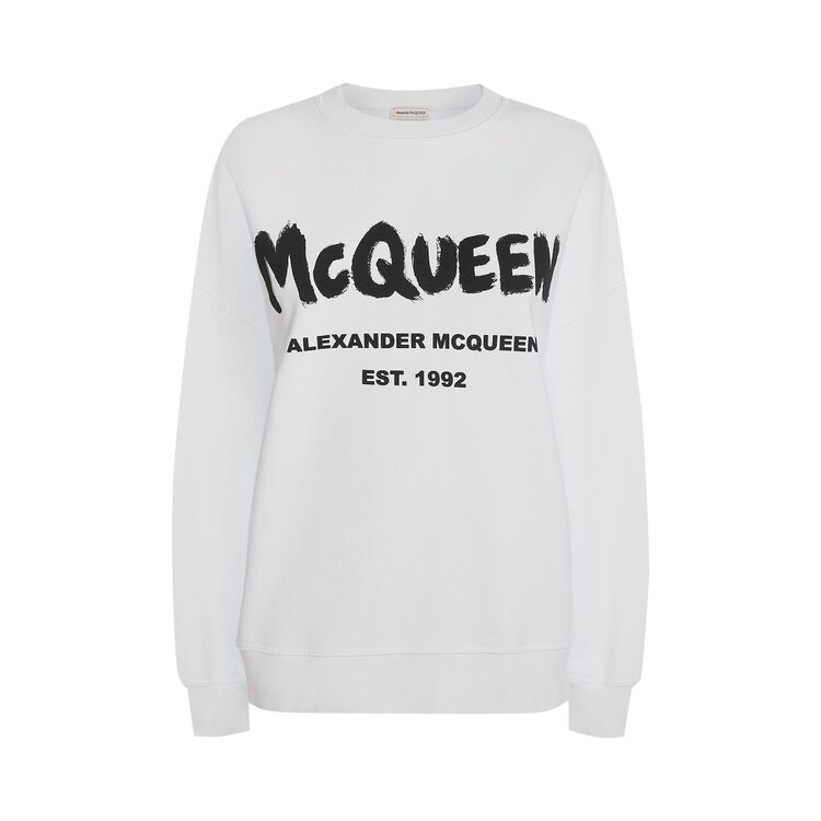 

Толстовка Alexander McQueen Graffiti Sweatshirt 'White/Black', белый