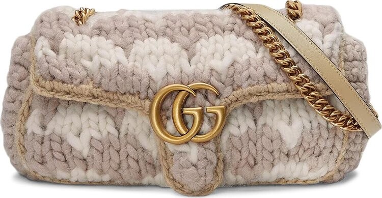 

Сумка Gucci GG Marmont Small Houndstooth Shoulder Bag White/Rose Pink, белый