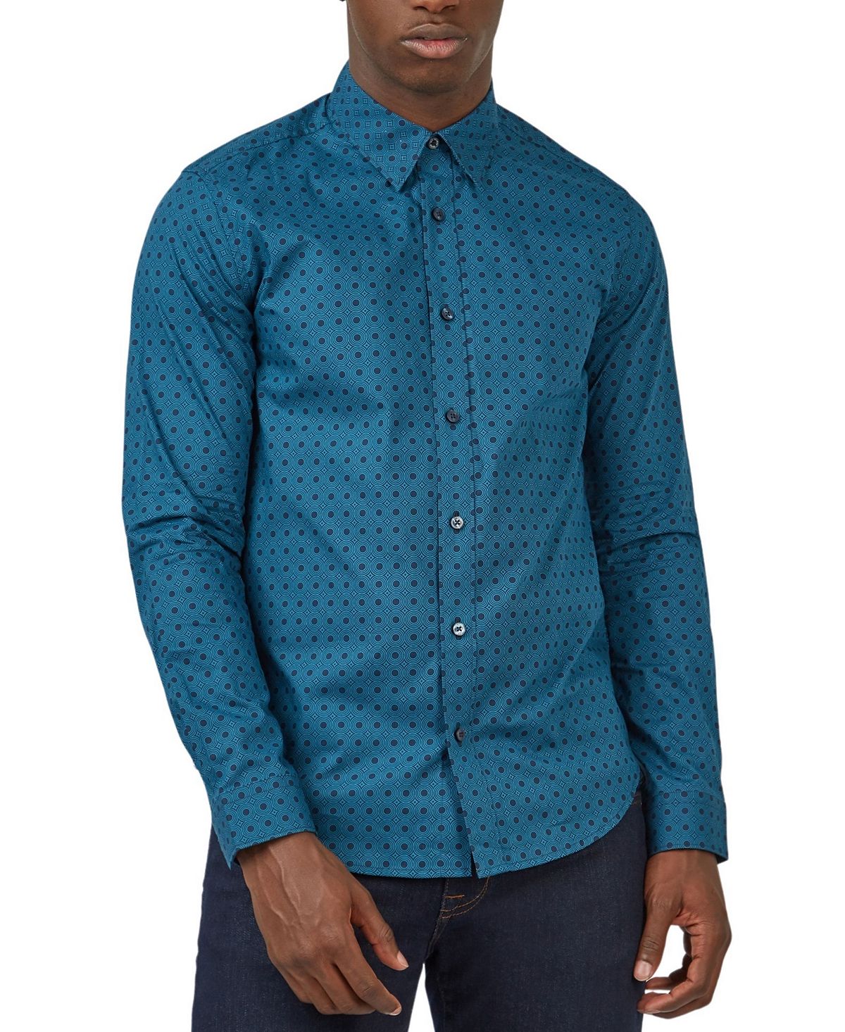Мужская рубашка классического кроя с абстрактным принтом Ben Sherman, бирюзовый конструктор sherman m4a3e2