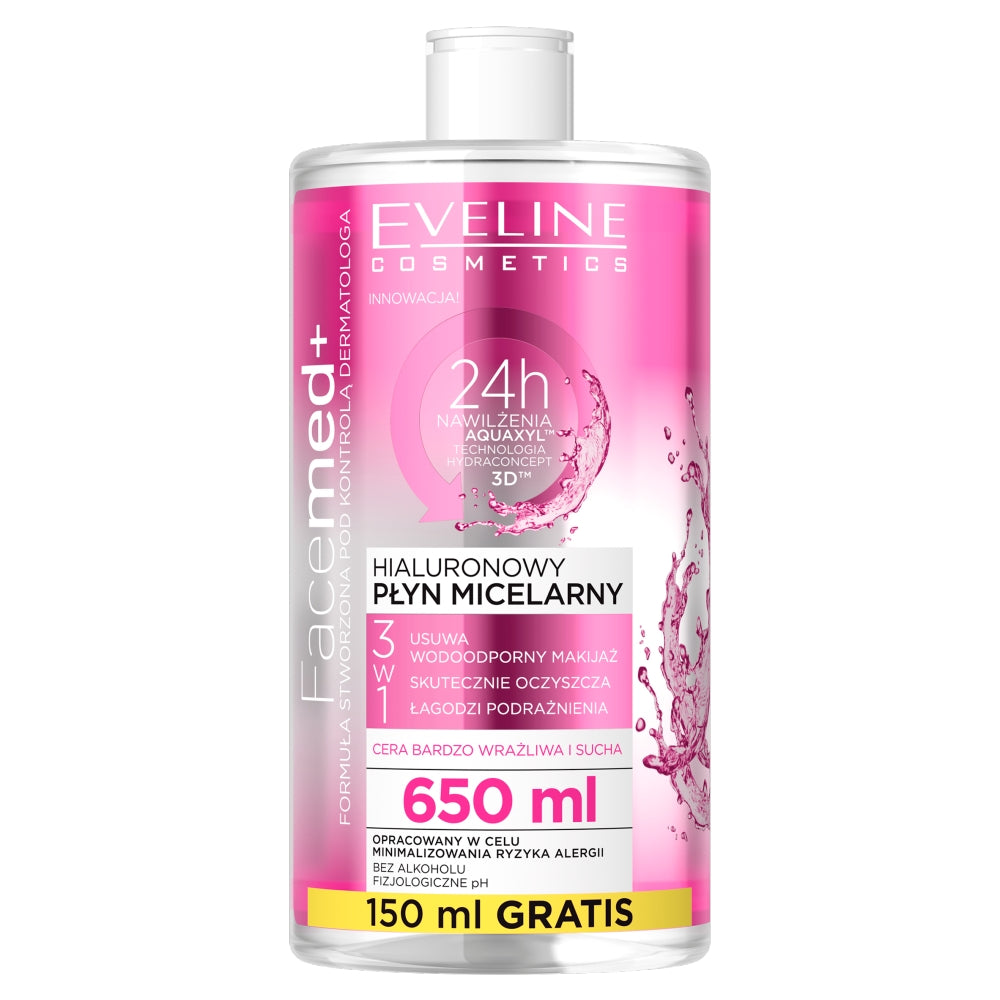 цена Eveline Cosmetics Гиалуроновая мицеллярная вода Facemed+ 3в1 650мл