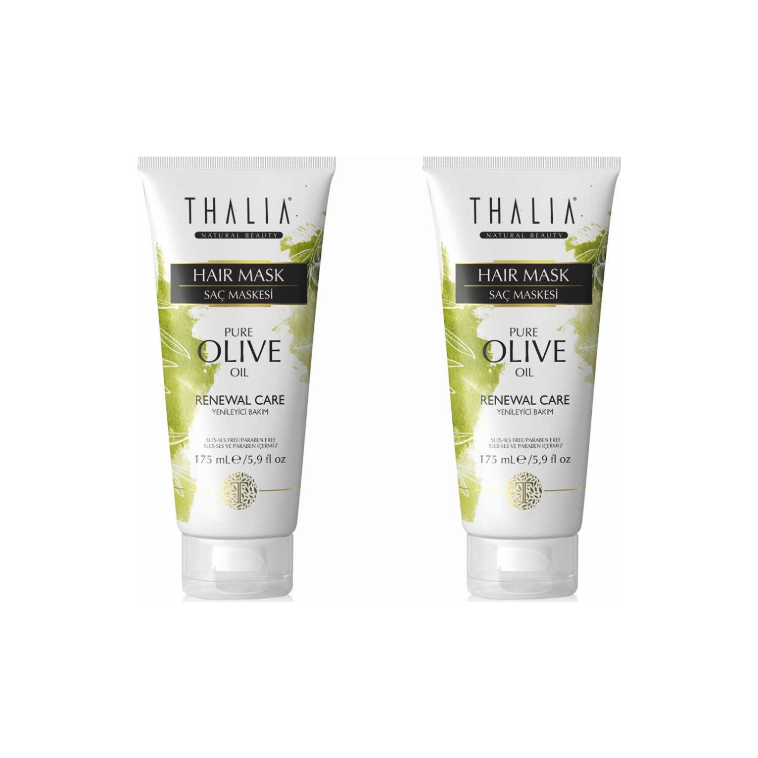 Маска для ухода за волосами Thalia с органическим оливковым маслом, 2 тюбика по 175 мл уход за волосами bonding oil curlsmith
