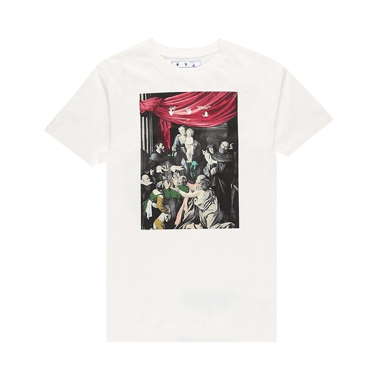 Футболка Off-White Caravaggio Paint Slim Tee 'White/Black', белый - фото