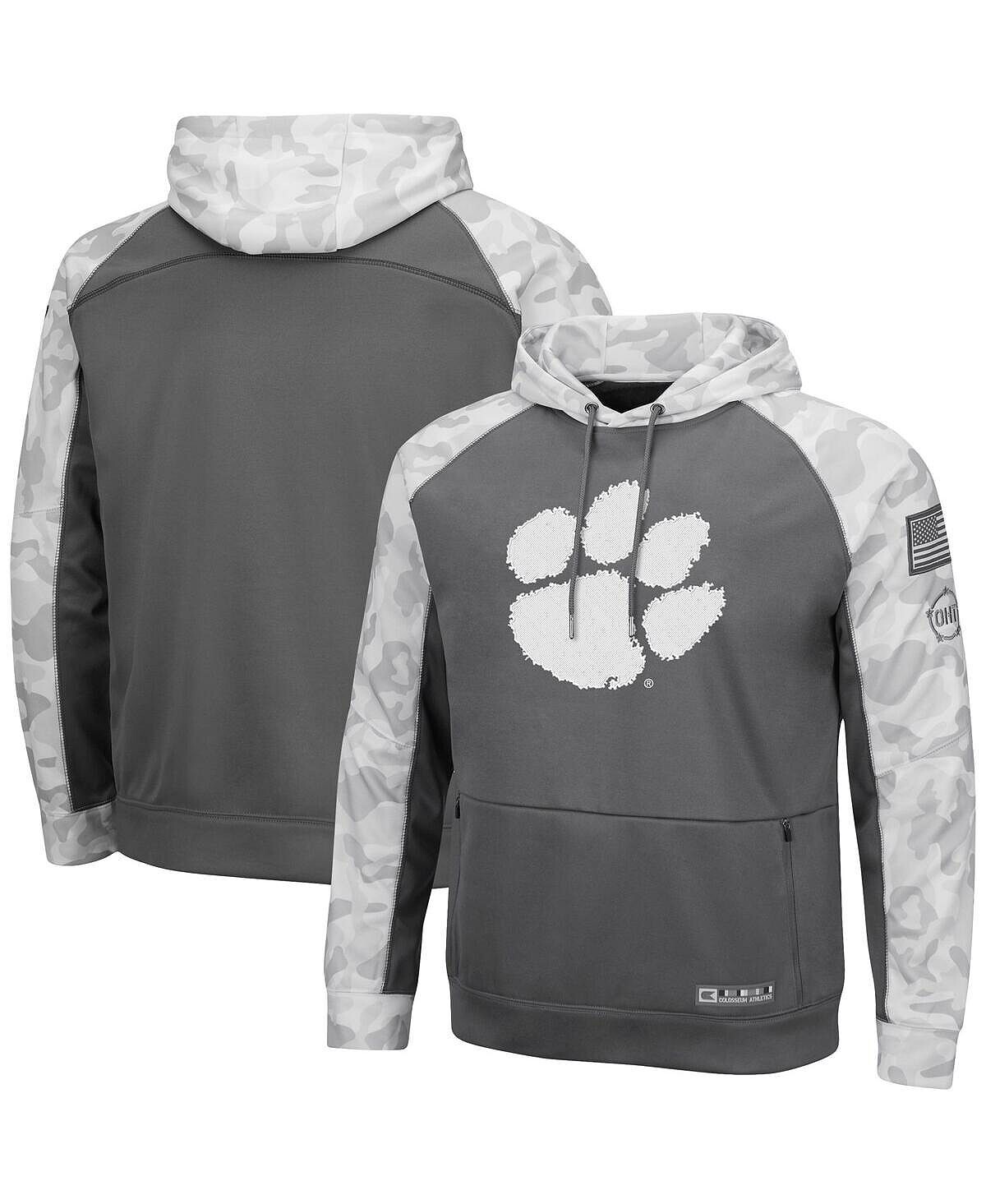 

Мужская серая, арктический камуфляж clemson tigers oht тональная пуловерная толстовка с капюшоном реглан в стиле милитари Colosseum, мульти