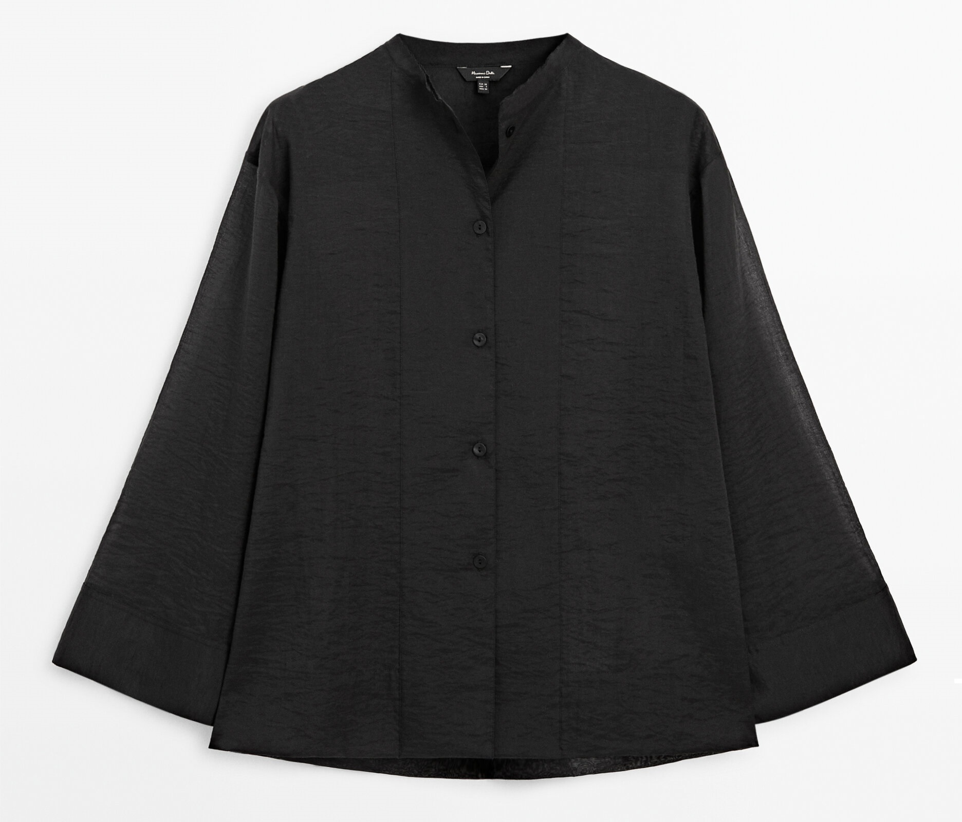 Рубашка Massimo Dutti Textured Flowing Cotton Blend, черный