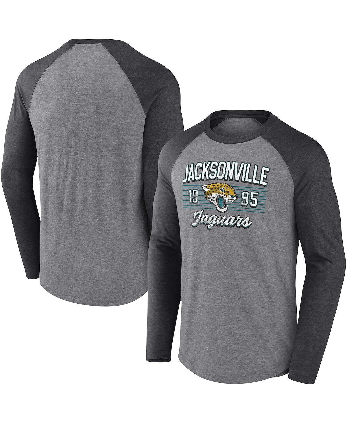

Мужская фирменная меланжево-серая, меланжево-серая футболка jacksonville jaguars weekend с длинным рукавом и принтом реглан Fanatics, мульти