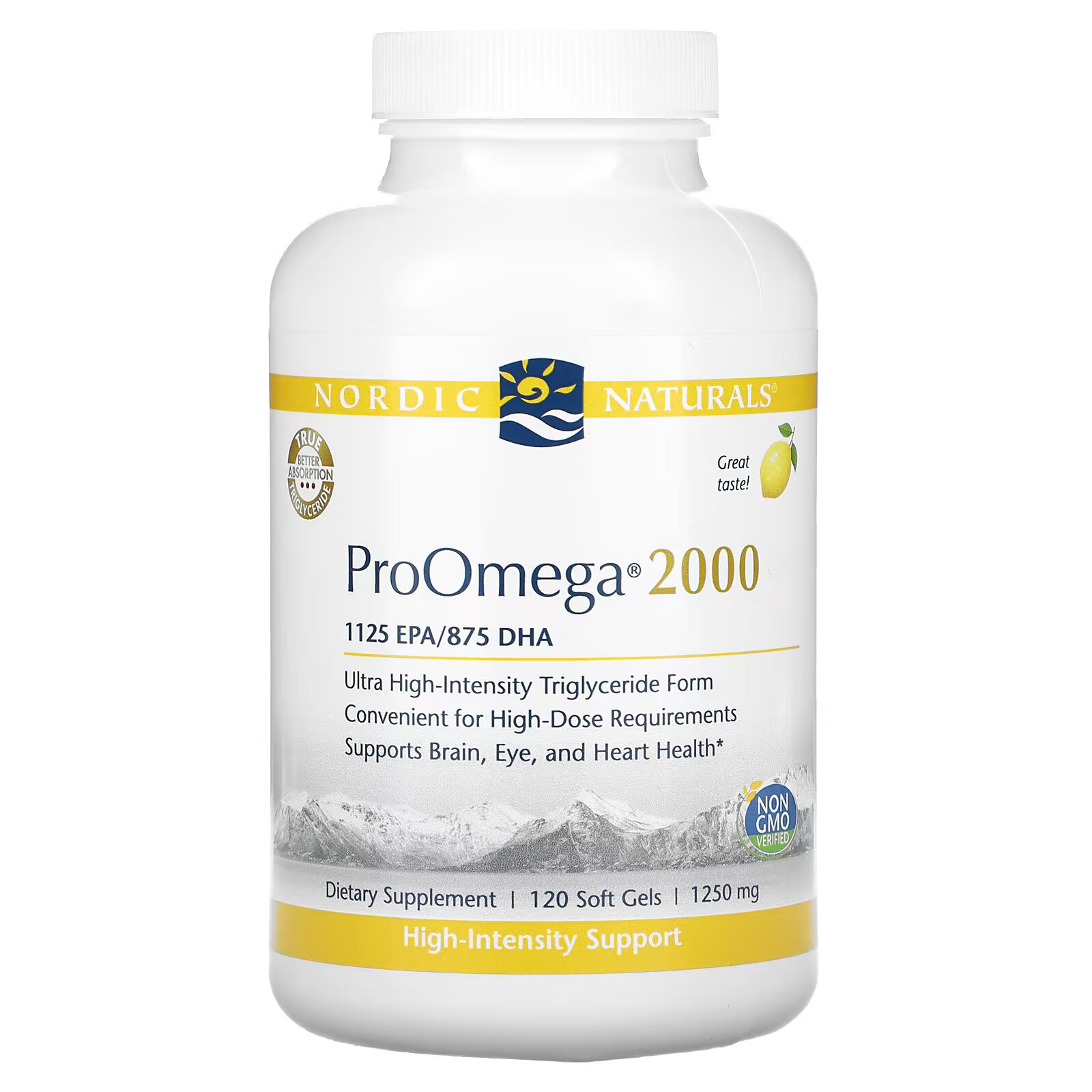 Nordic Naturals, ProOmega 2000, лимон, 1,250 мг, 120 мягких таблеток - фото