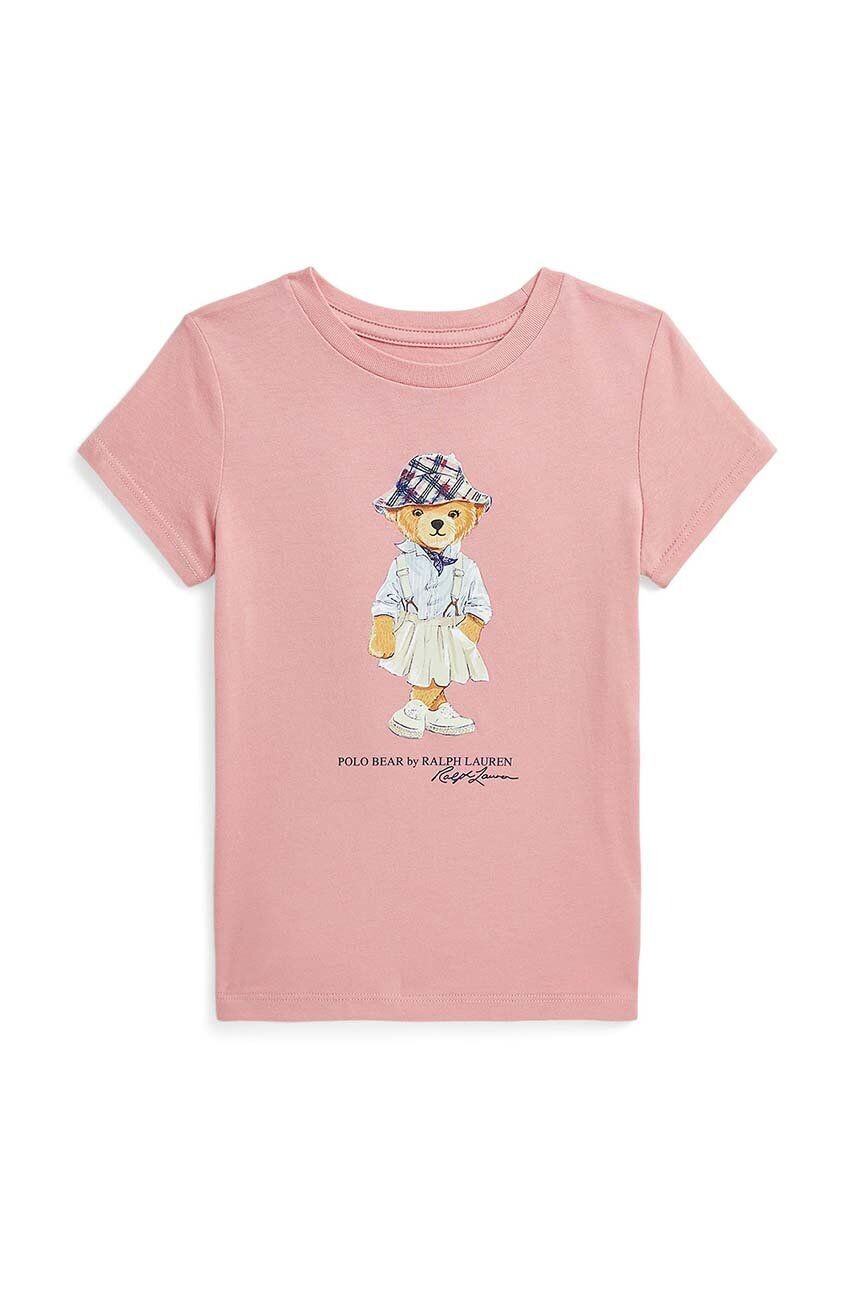 

Детская хлопковая футболка Polo Ralph Lauren, розовый