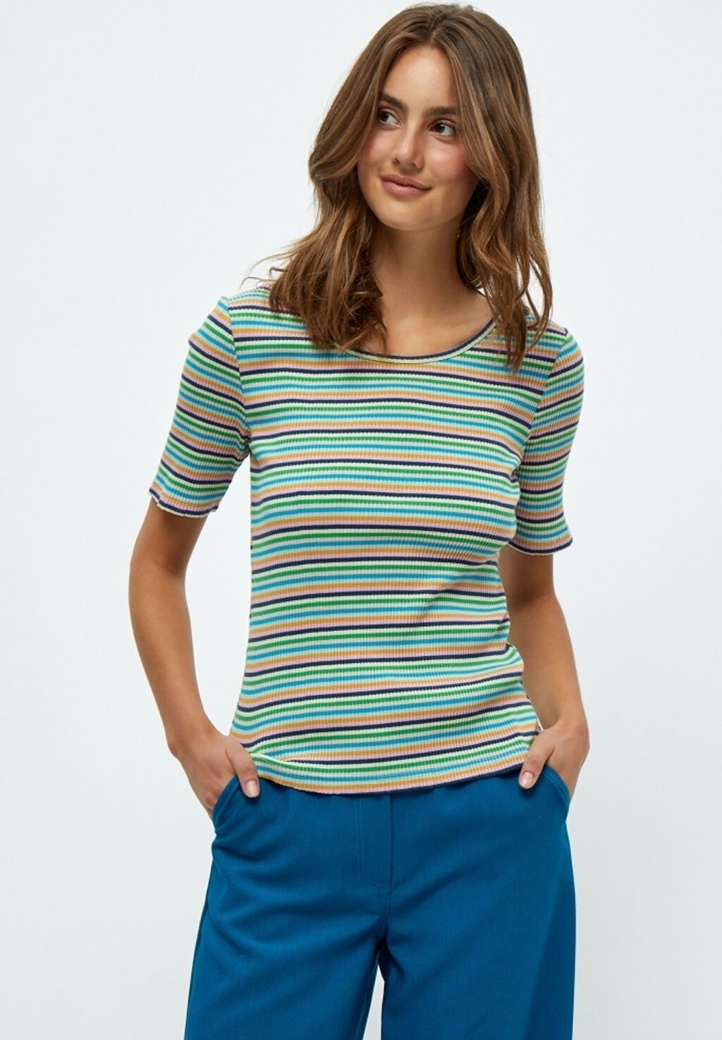 

Футболка с принтом PCLEONORA PEPPERCORN, цвет bright green stripe