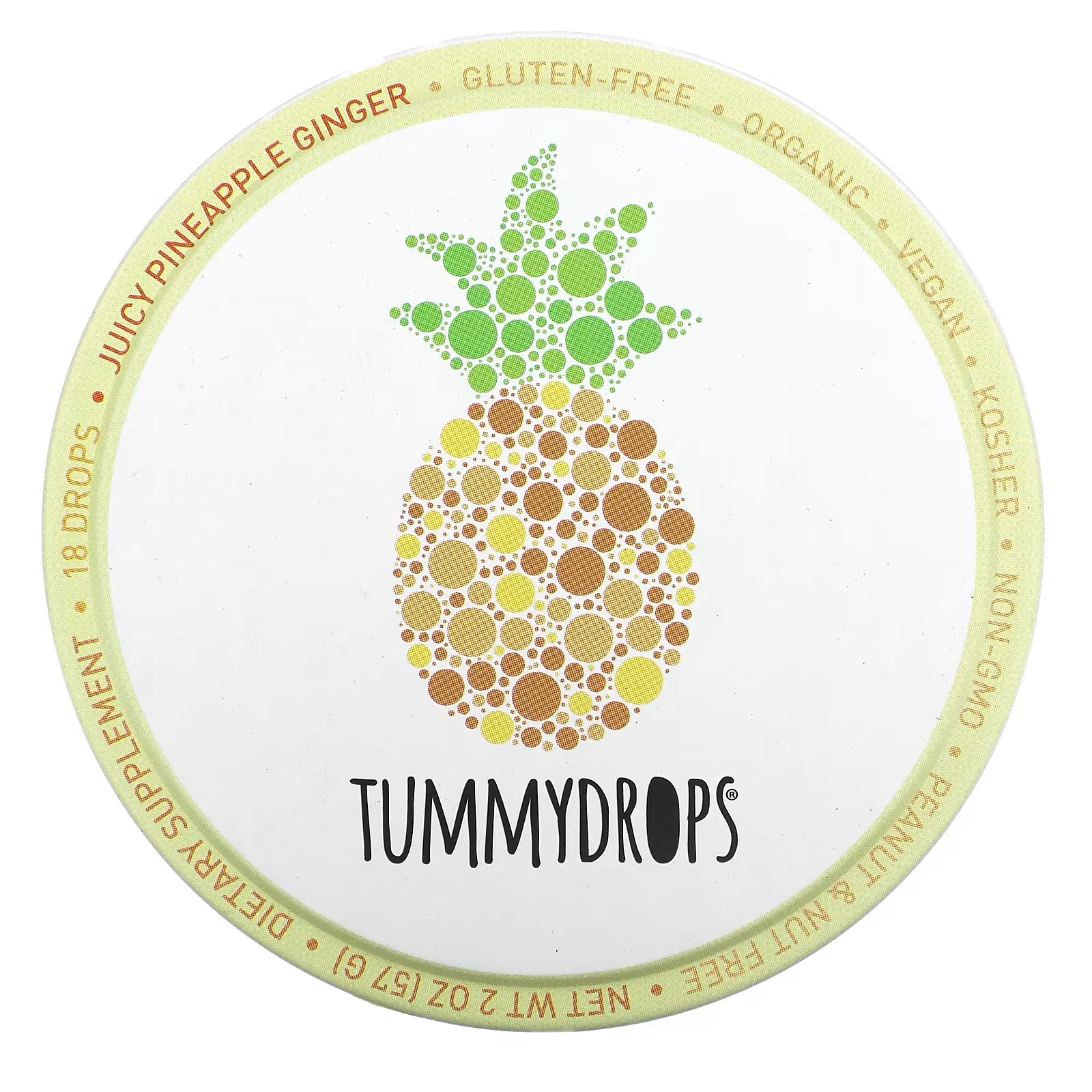 Капли имбирные Tummydrops ананасовые, 18 капель tummydrops органическая зимняя сахарная слива и имбирь 18 капель 57 г 2 унции