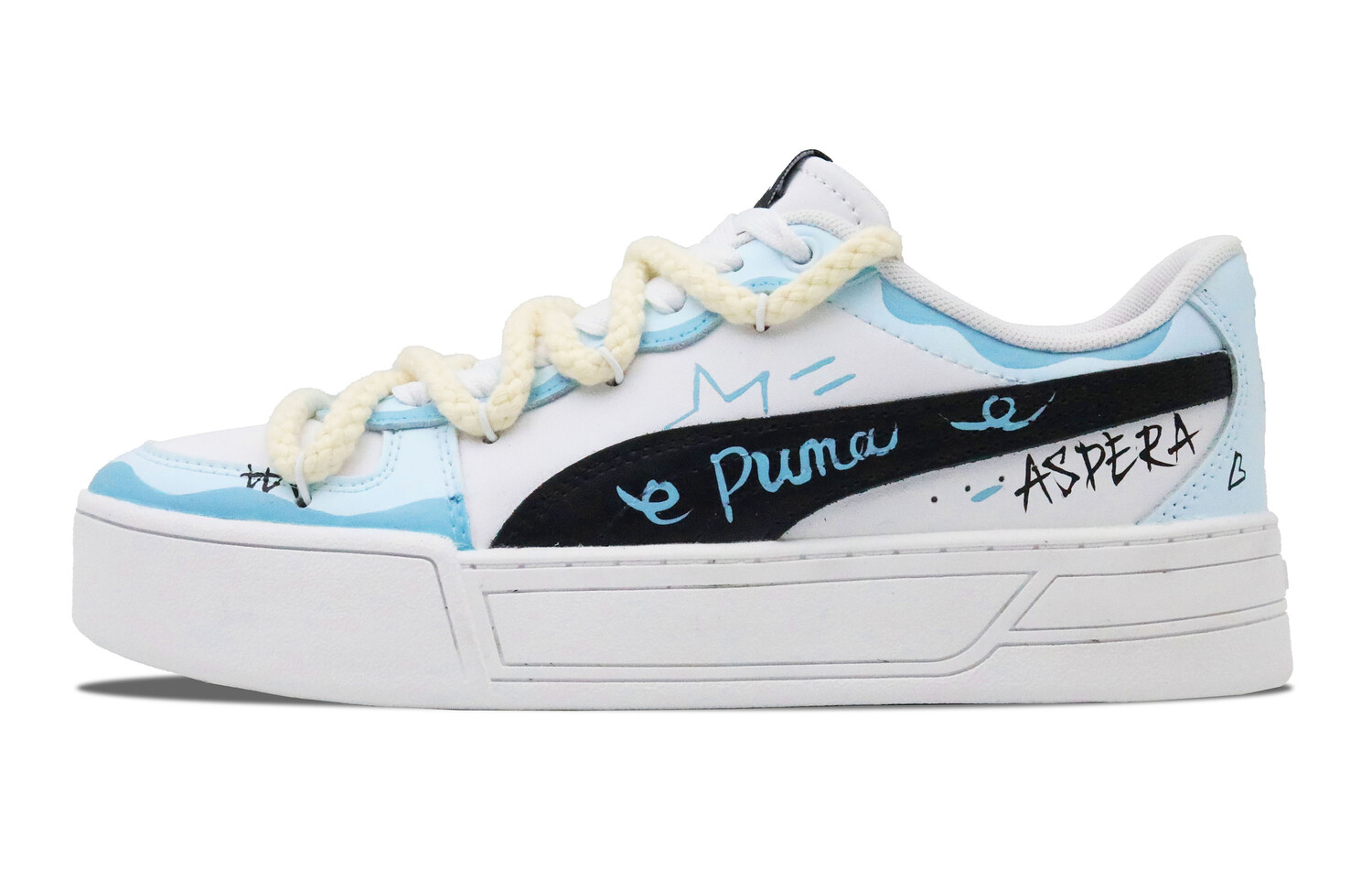 

Кроссовки Puma Skye Skateboarding Shoes Women's Low-top White, голубой, Синий, Кроссовки Puma Skye Skateboarding Shoes Women's Low-top White, голубой