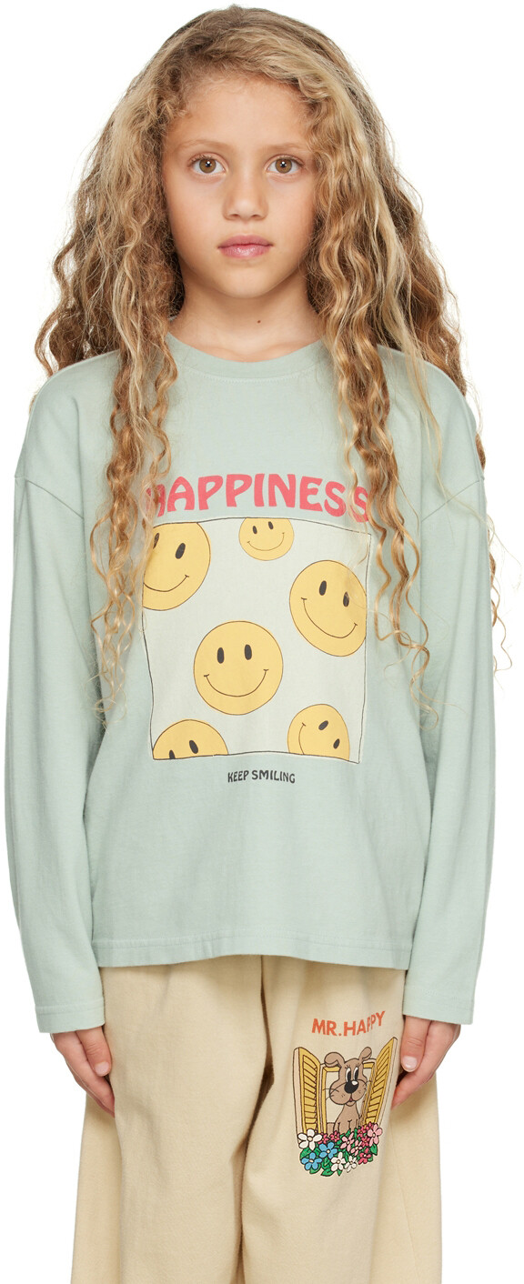 

Детская синяя футболка с длинным рукавом Happiness Smile Jellymallow, Синий