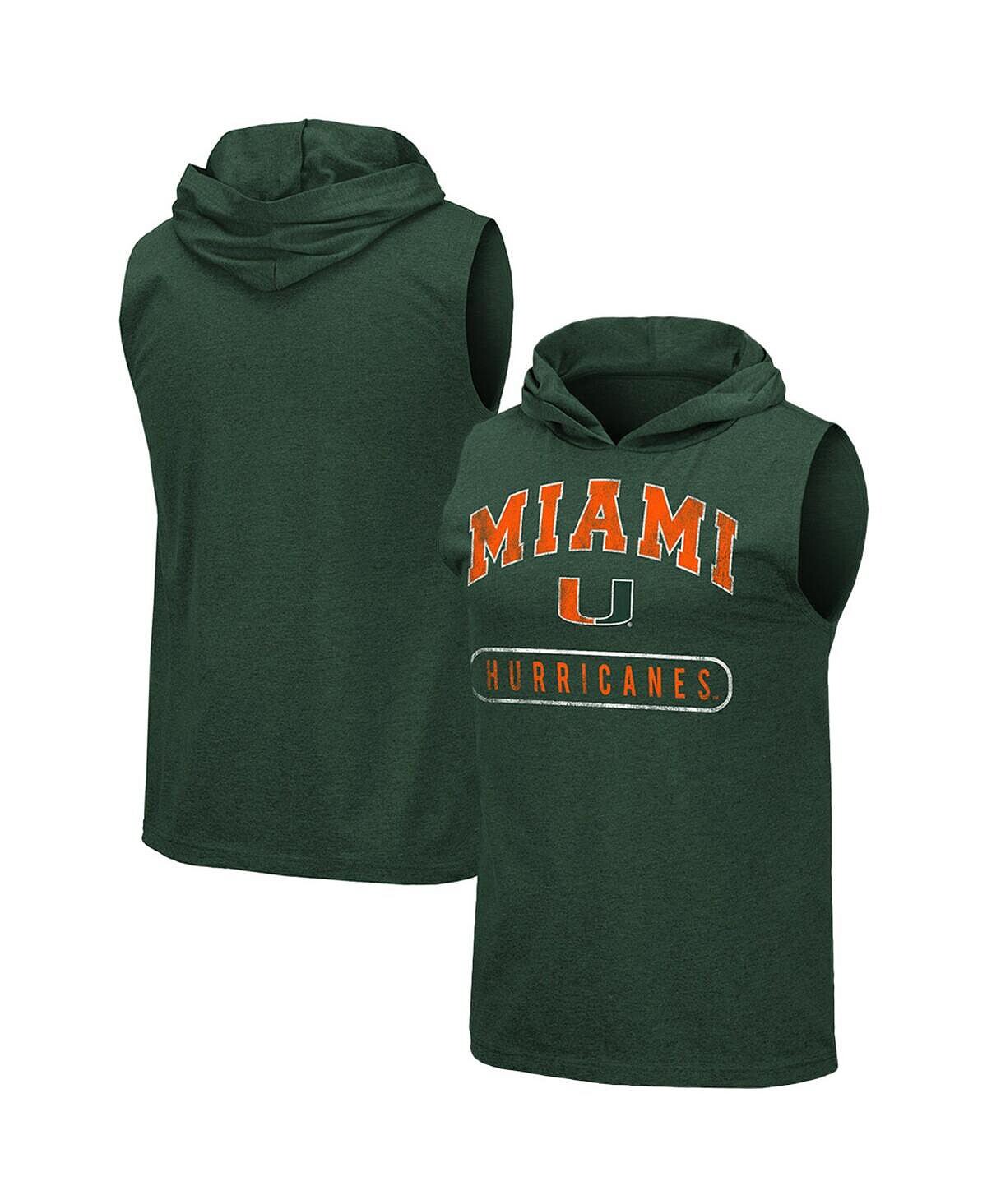 

Мужская зеленая майка с капюшоном с капюшоном miami hurricanes varsity Colosseum, зеленый