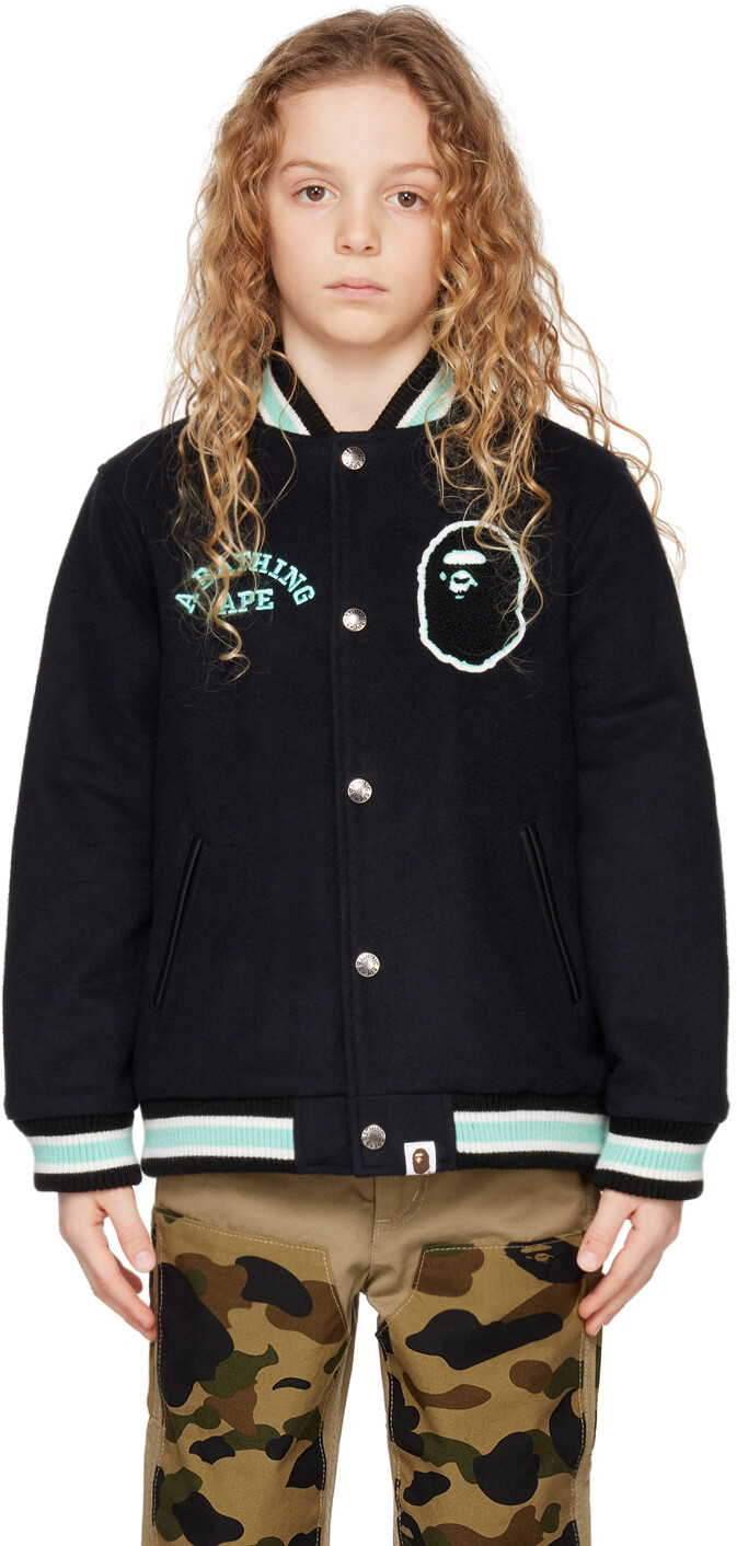 

Детская черная куртка с головой обезьяны BAPE, Черный