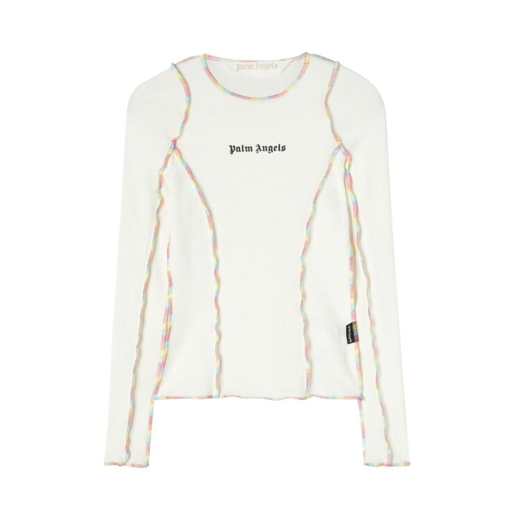 

Лонгслив Palm Angels Rainbow Stitching Fitted Long-Sleeve Top 'White/Black', белый