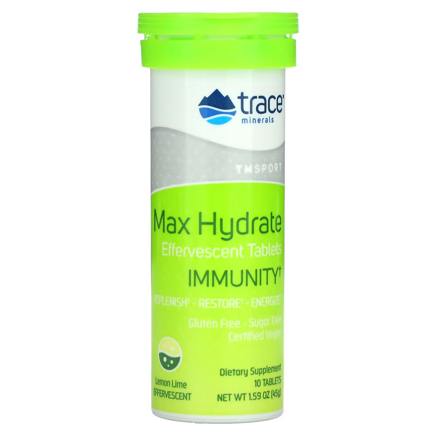 

Шипучие Таблетки Trace Minerals для пополнения электролитов со вкусом лимона и лайма, 45 г