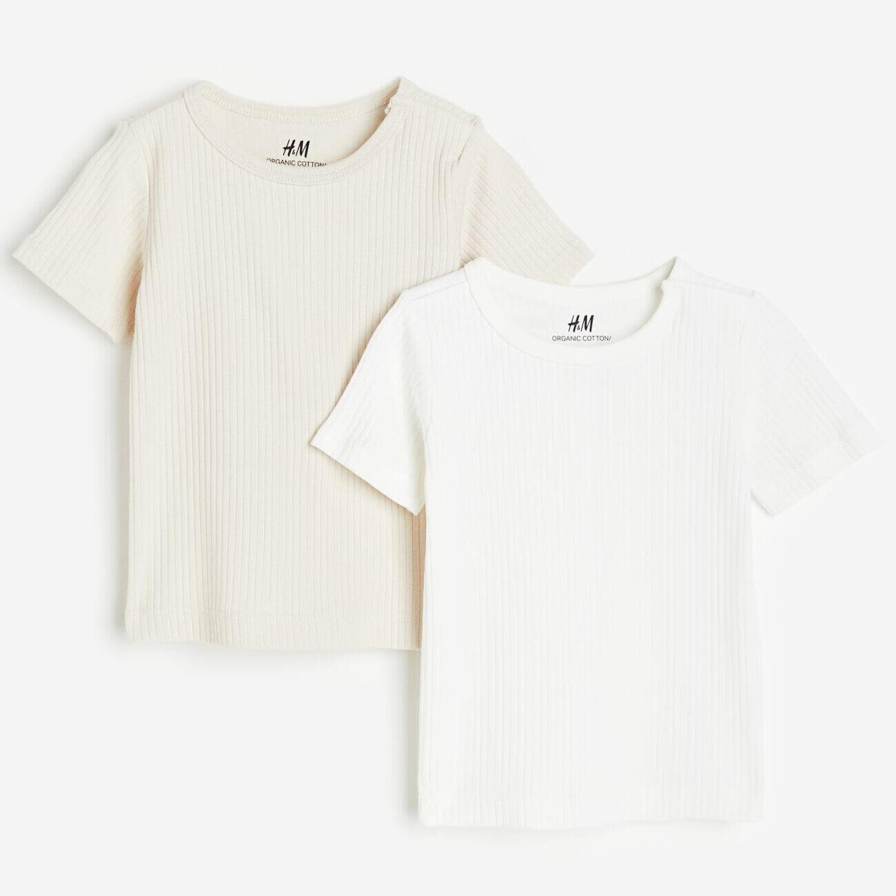

Комплект футболок H&M Ribbed, 2 предмета, белый