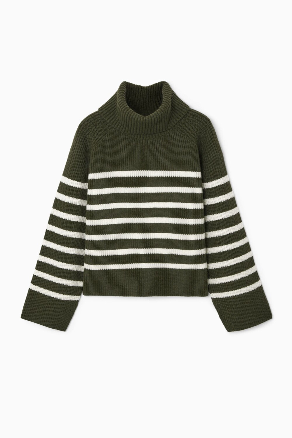 

Свитер шерстяной COS Striped Wool Pullneck, зеленый