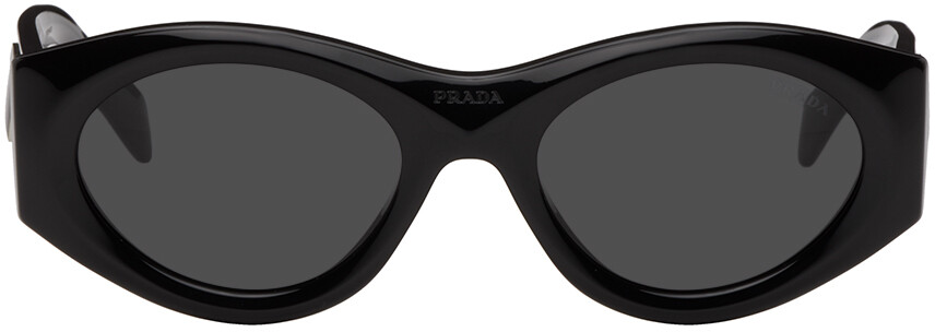

Черные овальные солнцезащитные очки Prada Eyewear