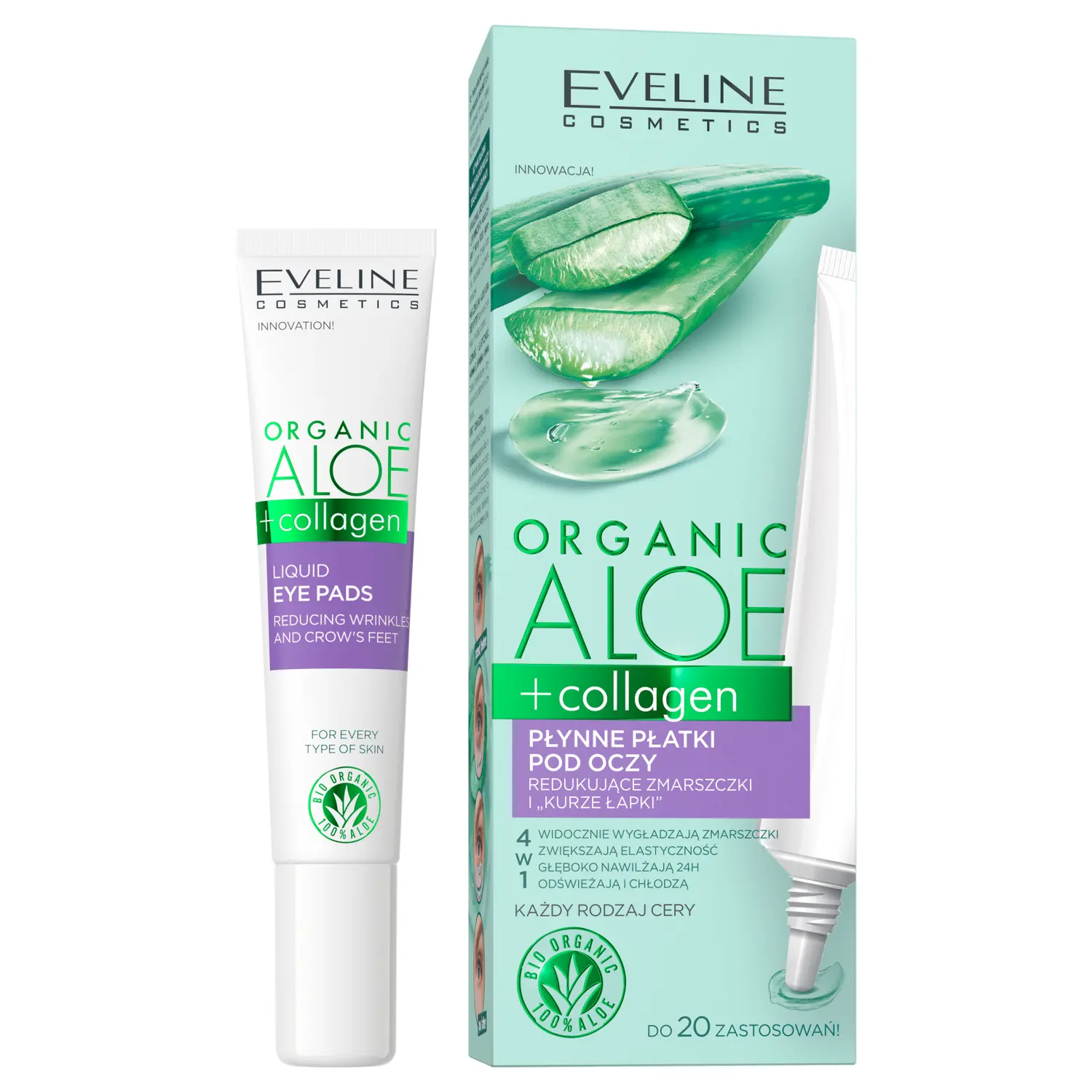 

Eveline Cosmetics Organic Aloe жидкие патчи для глаз против морщин, 20 мл