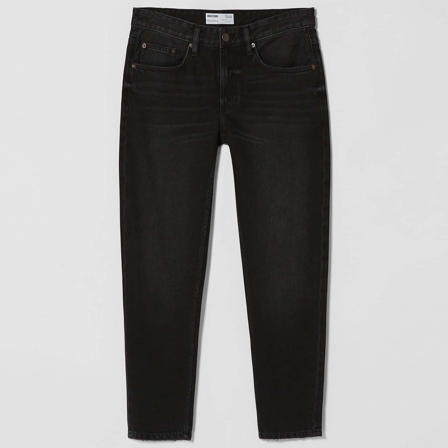 

Джинсы Bershka Straight Fit Vintage, серо-черный
