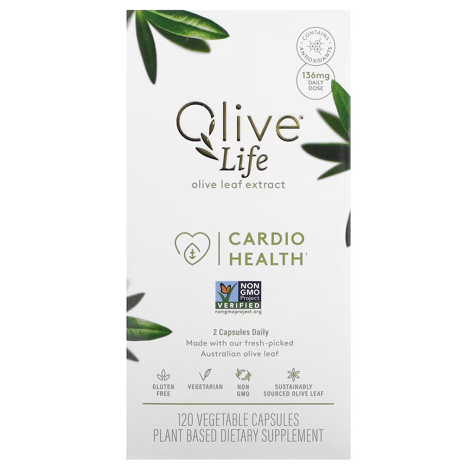 Экстракт листьев оливы Comvita Olive Life Cardio Health 136 мг, 120 растительных капсул