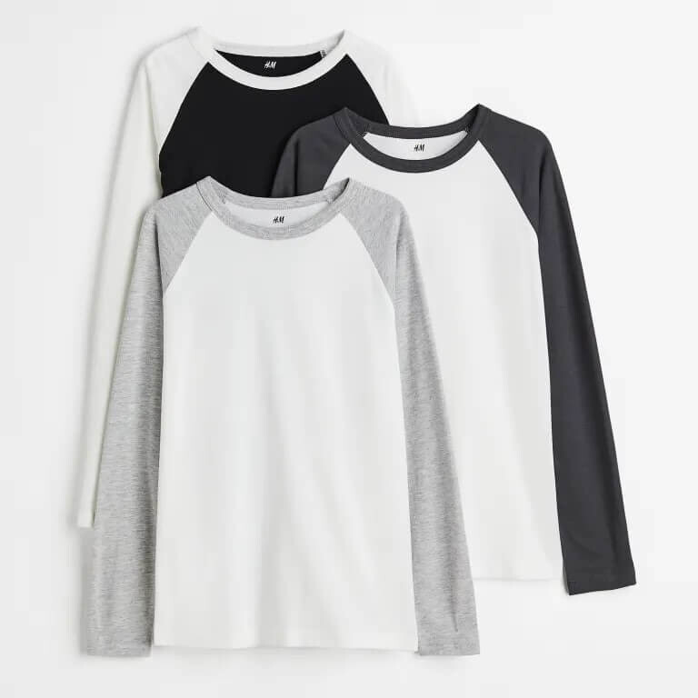 

Комплект из трех топов с длинными рукавами H&M, светло-серый/серый/черный