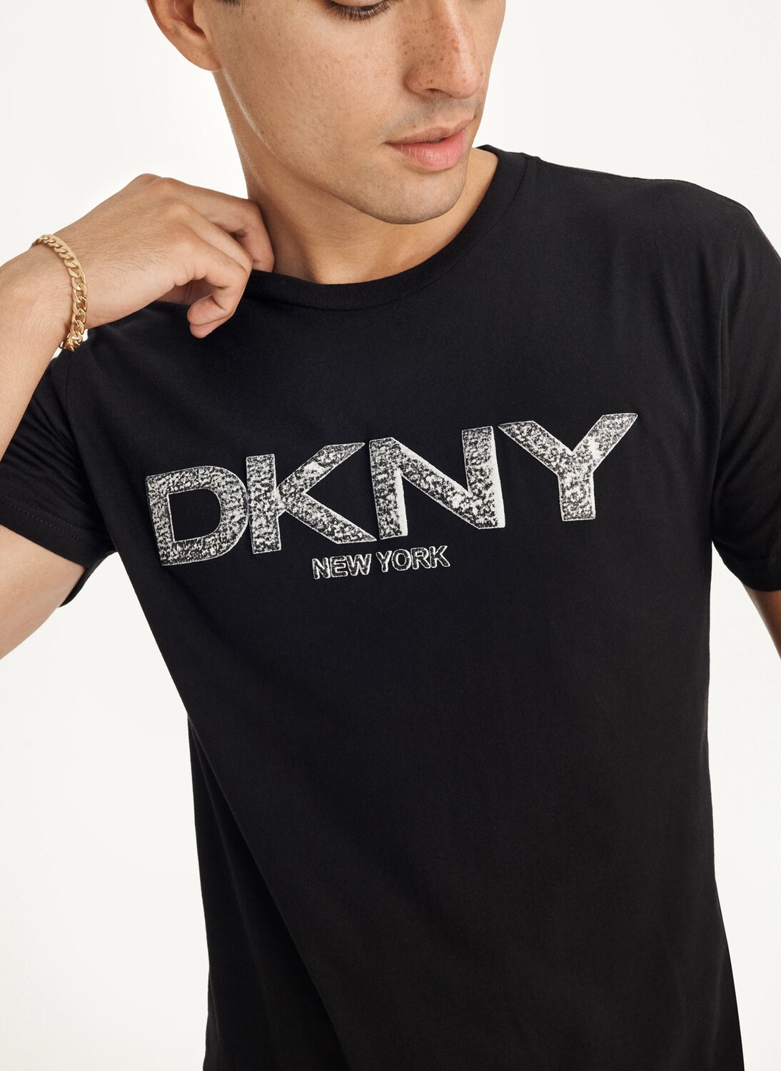 

Футболка с металлизированным логотипом Puff DKNY, Черный