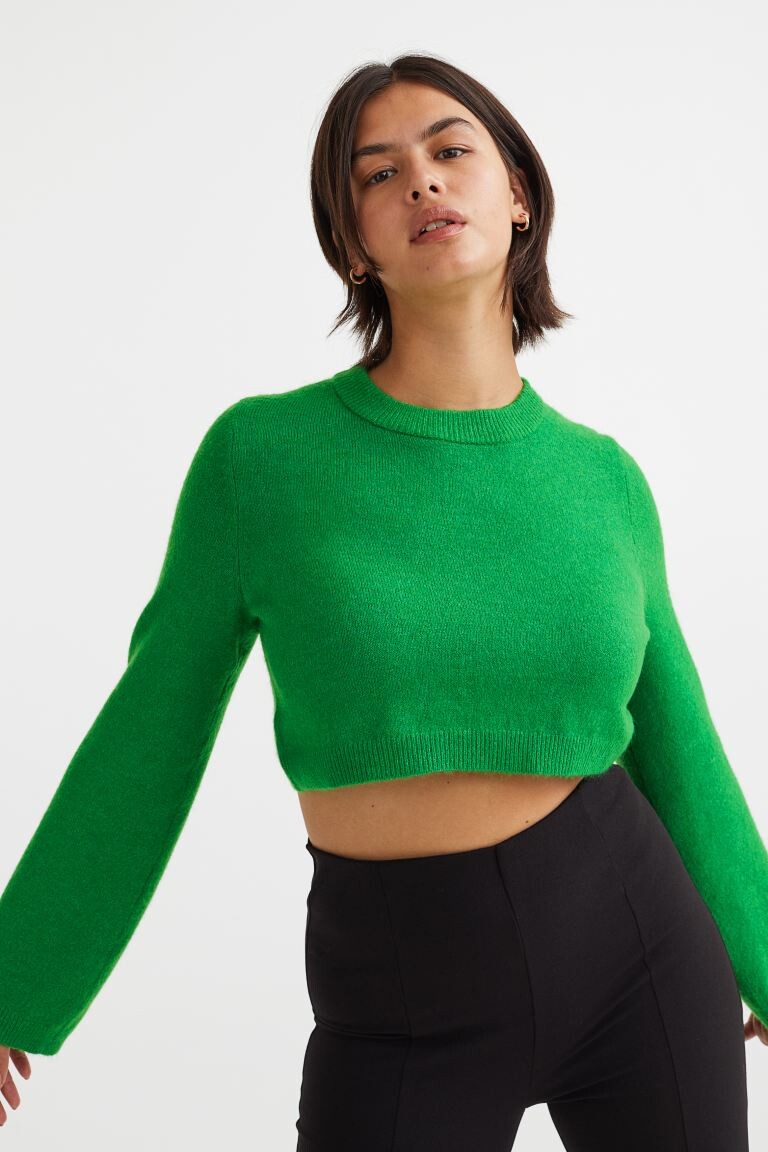 

Короткий свитер H&M, зеленый