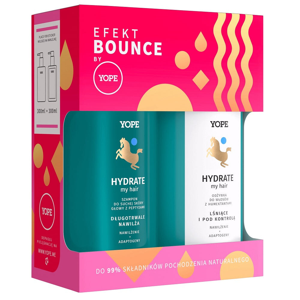 

Yope Набор Effect Bounce Hydrate My Hair шампунь для сухой кожи головы с пептидами 300мл + кондиционер для волос с увлажнителями 300мл