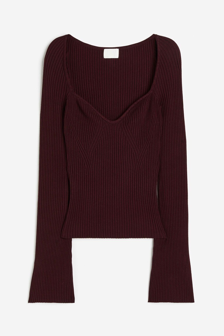 

Вязаный свитер в рубчик H&M, бордовый, Красный