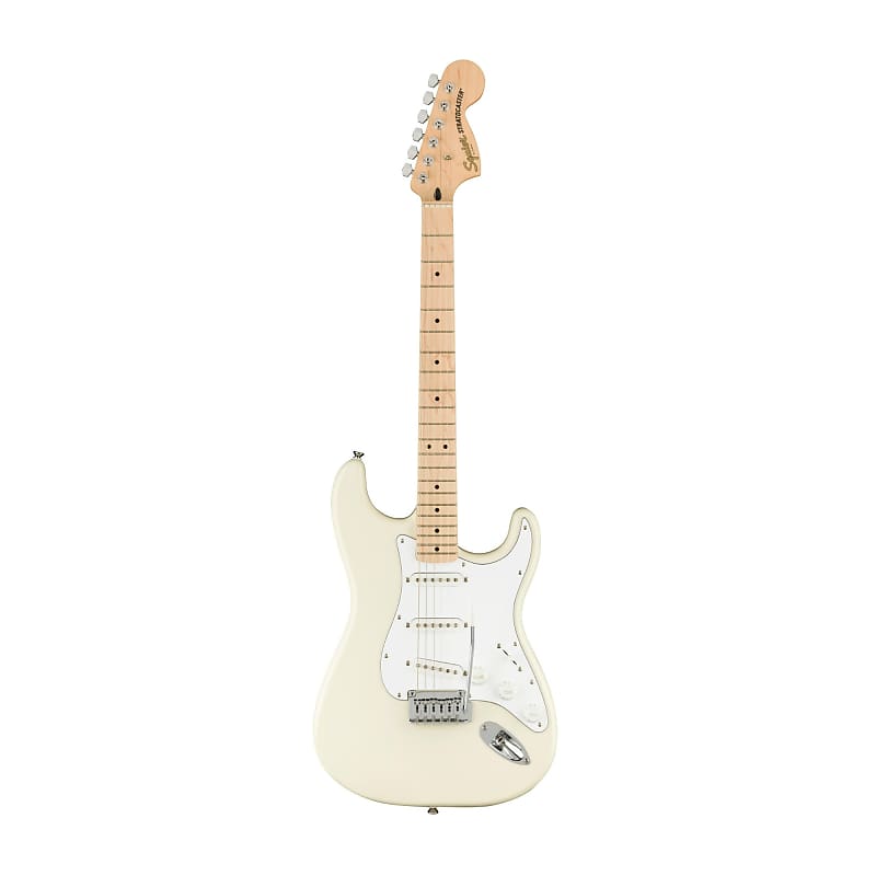цена 6-струнная электрогитара Fender Squier Affinity Stratocaster с кленовой накладкой (для правшей, олимпийский белый) Fender Squier Affinity Series Stratocaster 6-String Electric Guitar