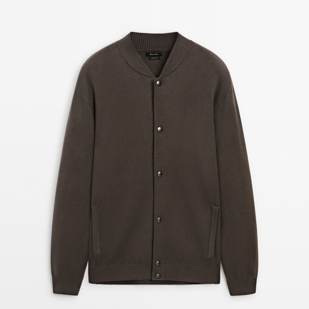 

Куртка Massimo Dutti Knit Bomber With Snap-buttons, светло-коричневый