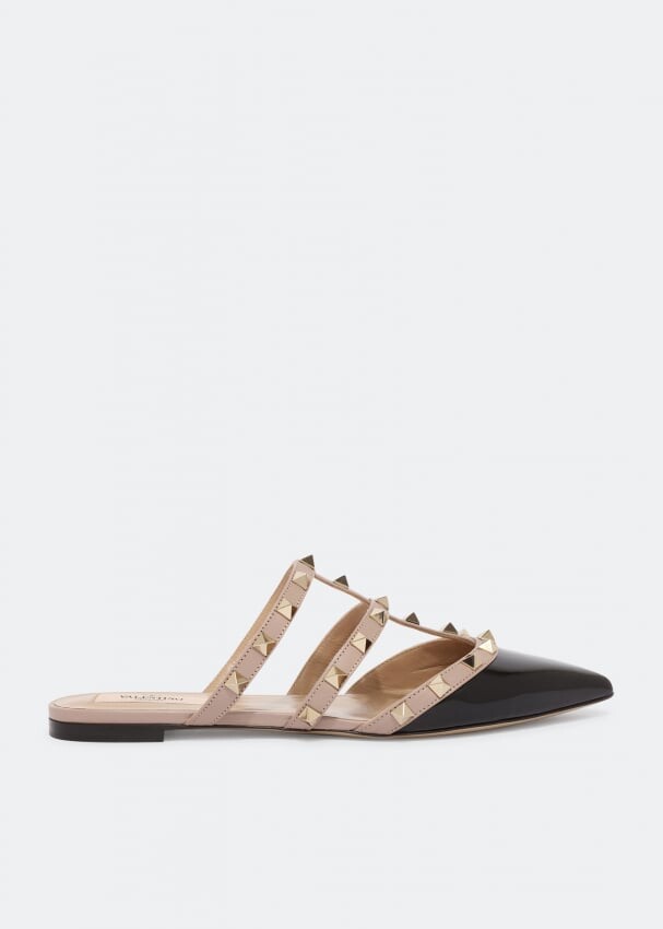 Мюли VALENTINO GARAVANI Rockstud flat mules, черный