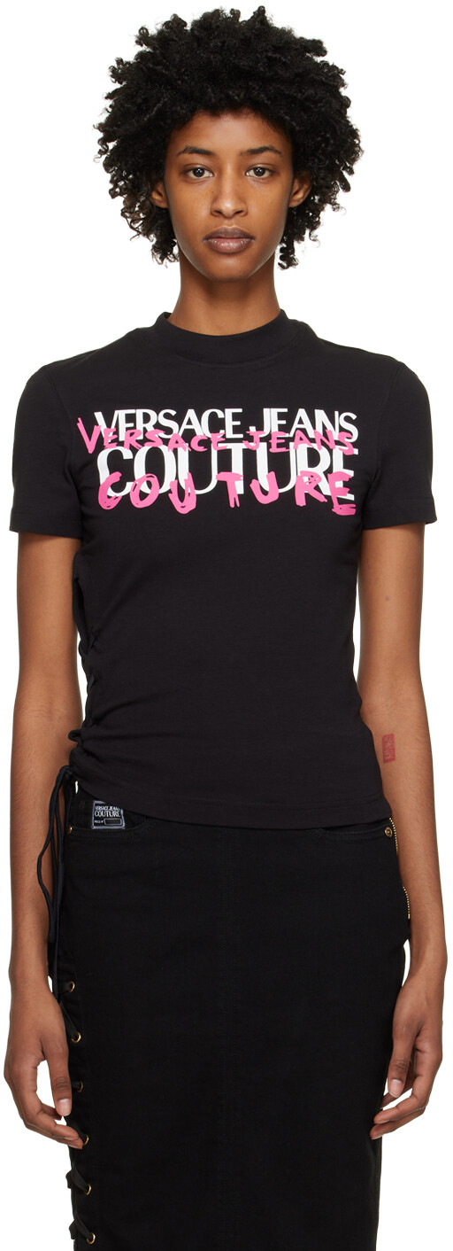 

Черная футболка со шнуровкой Versace Jeans Couture, Черный