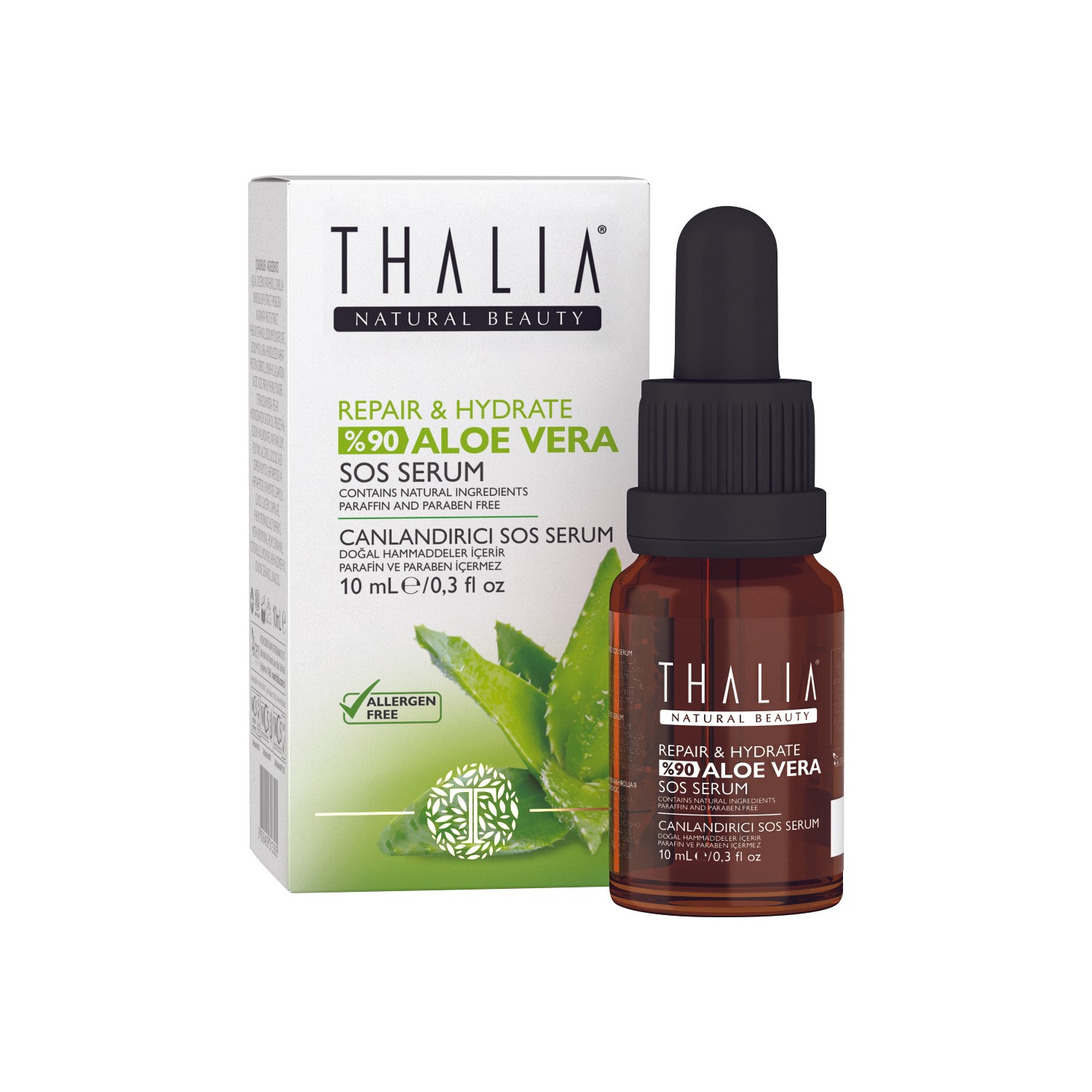цена Восстанавливающая сыворотка Thalia 99% Aloe Vera для ухода за кожей и волосами, 10 мл
