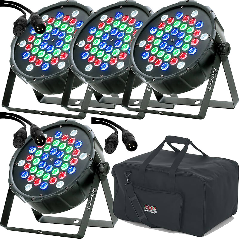 

Eliminator Lighting LP 42 Легкие светодиодные лампы RGBW Par Lights 1 Вт RGBW LED (4 шт.) с большой сумкой и кабелями American DJ LP 42 RGBW