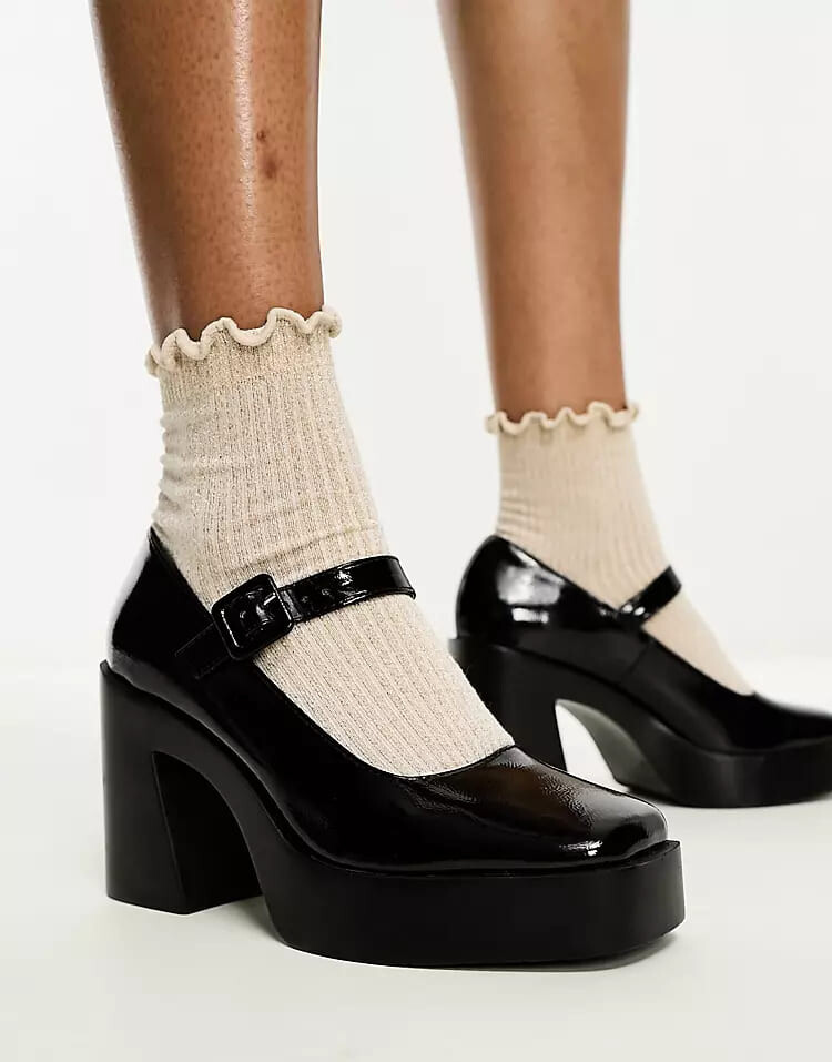 

Туфли ASOS DESIGN Pound Platform Mary Jane Heeled, черный