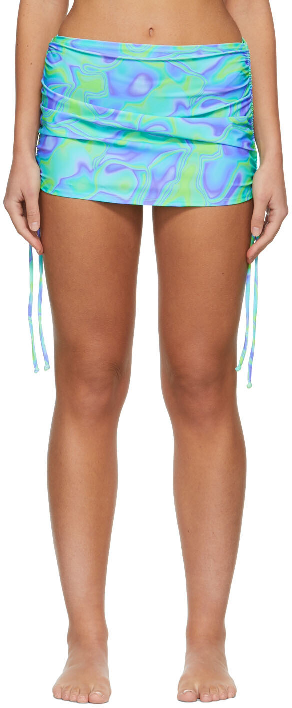 

Эксклюзивная сине-зеленая мини-юбка Stella Cover-Up от SSENSE RJ Swim