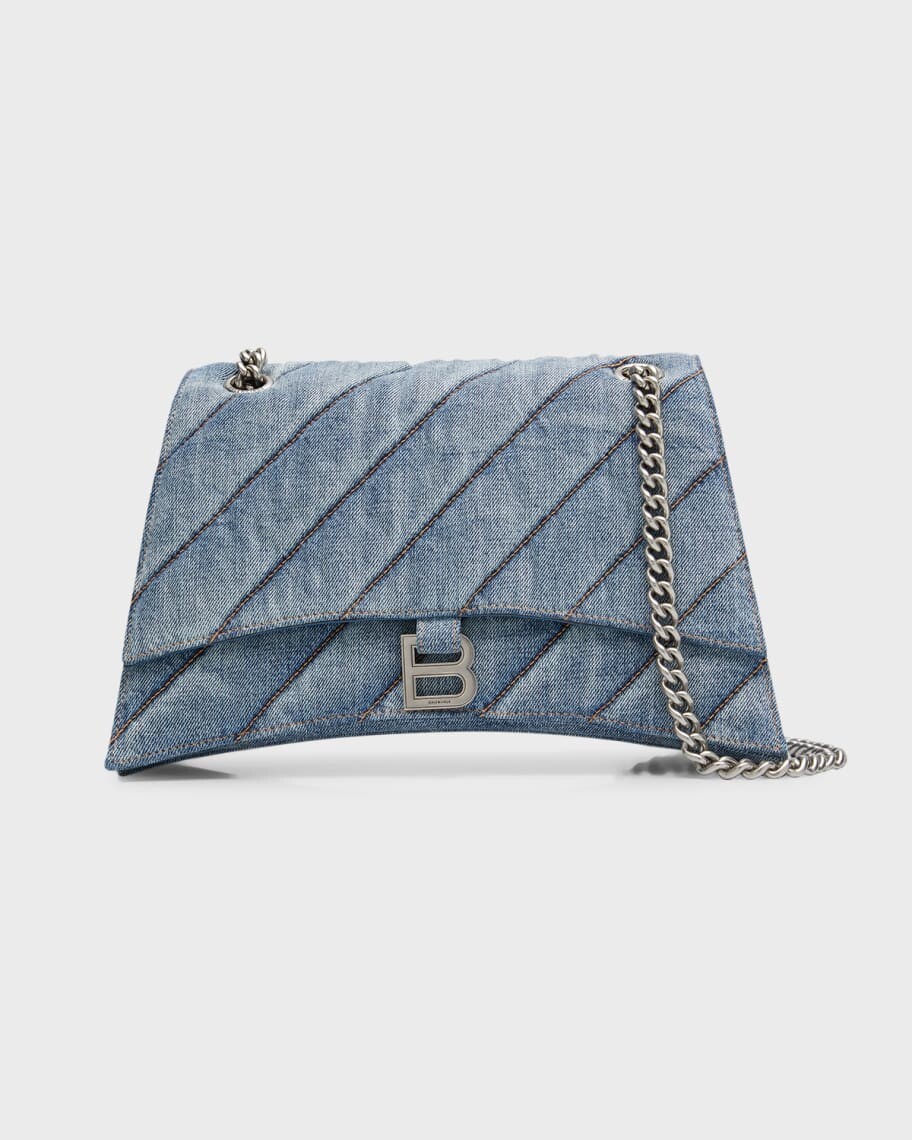 

Стеганая джинсовая сумка Crush среднего размера с цепочкой Balenciaga