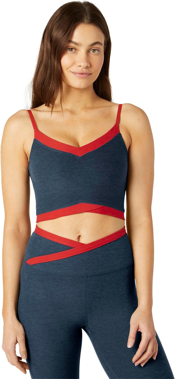 

Укороченная майка Spacedye Outlines Beyond Yoga, цвет Nocturnal Navy/Candy Apple Red Heather